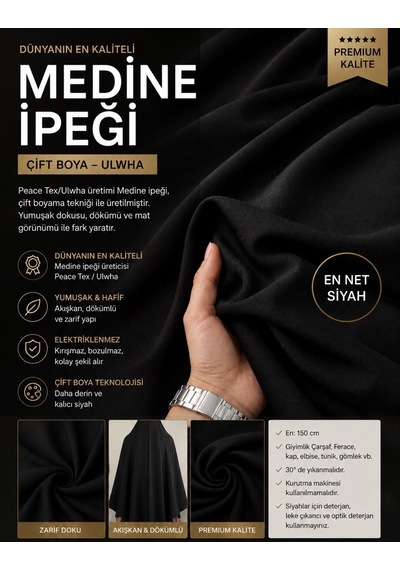 Örs Atölyesi Medine İpeği Namaz Örtüsü Siyah - Siyah