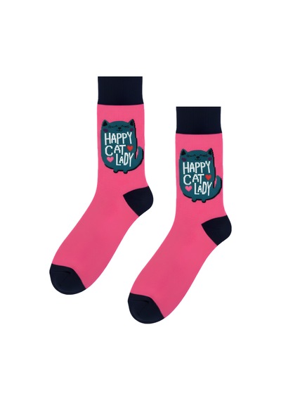 Carnaval Socks Happy Cat Lady Kedi Desenli Renkli Soket Çorap 2000386