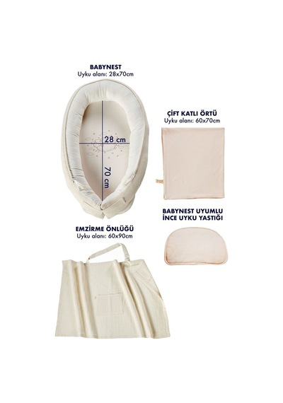 5 Parça Cocoon Unisex Uyku Seti Bebek Yuvası Babynest Seti