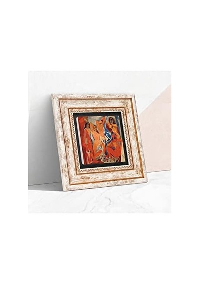 Picasso Avignonlu Kızlar Taş Duvar Tablosu - Çerçeveli Taş Tablo - Dekoratif Duvar Sanatı - Modern Ev Ve Ofis Duvar Dekoru K1-302 50 x 22