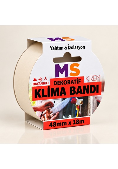 Yapışkansız Gerdir Ve Sar Klima Bandı Dekoratif Krem 48 Mm X 18 Metre İzolasyon Bantı Borusu