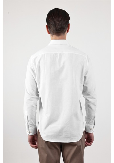 İmza Beyaz Oxford Düğmeli Yaka Uzun Kol Cepsiz Slim Fit Pamuklu Gömlek 1004260182