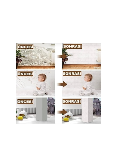 Ukab Dekor 70x38 Cm 0,27m² Silinebilir Beyaz Kendinden Yapışkanlı 3d Esnek Duvar Kağıdı Paneli Beyaz 70 X 77