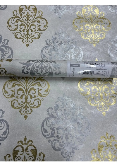 Damaks Gold Gümüş Desen Duvar Kağıdı Çok Renkli