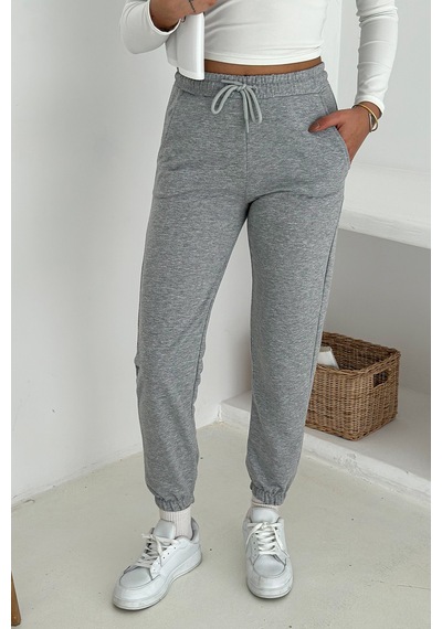 Kadın Bağcıklı Jogger Pantolon & Eşofman Altı Sportif & Enerjik Stil Gri