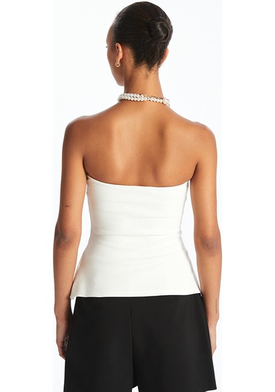 Lcw Vision Beyaz Straplez Yaka Peplum Bluz