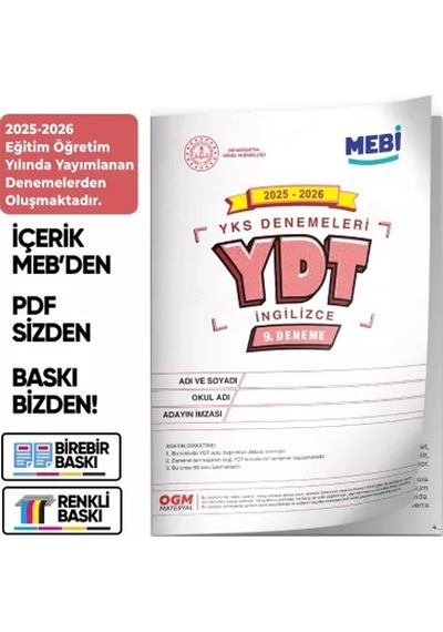 2026 Ösym Yks-ayt Sayısal Meb Online Türkiye Geneli 9. Deneme Büyük Boy Renkli Baskı Ücreti