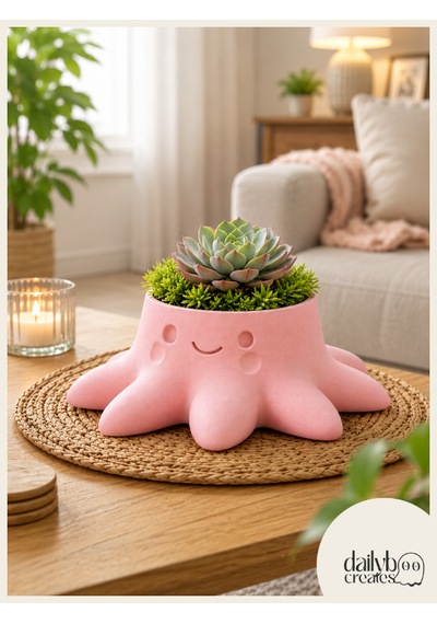 Dekoratif Ahtapot Saksı-bitki,çiçek,kaktüs Ve Sukulent Saksısı-modern Tarz Saksı Pembe