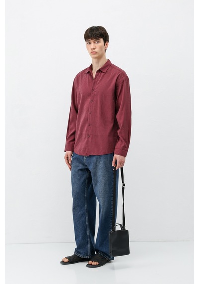 Vamos Oversize Dikiş Detaylı Gömlek Bordo