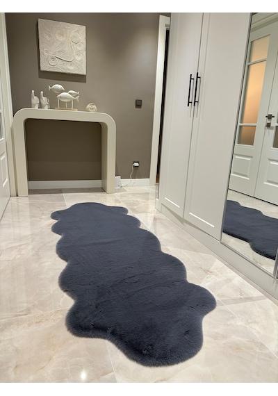 Ultra Soft Gri Yumuşak Dokulu Peluş Halı Çift Kafa Post
