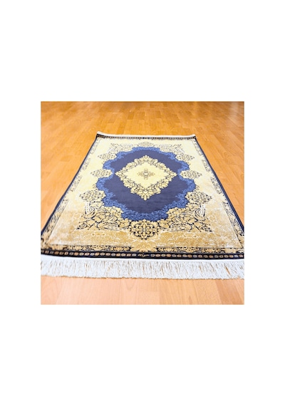 Elmas Motifli 160 X 230 Cm İpek Halı Mavi