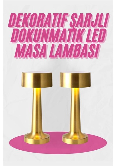 Altın Rengi Masa Ve Gece Lambası Dokunmatik Şarjlı Masa Lambası - Lisinya