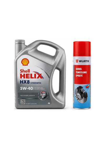 Shell Helix Hx8 Motor Yağı 5w-40 4 Litre + Würth Balata Spreyi 500 ML