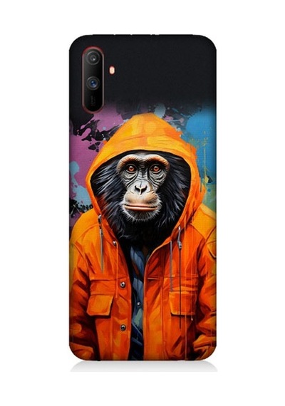 Realme C3 Uyumlu Kapşonlu Maymun Desenli Silikon Kılıf