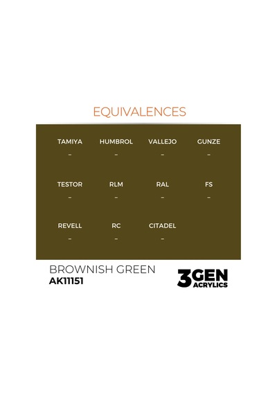 Ak Interactive 11151, 17 Ml. 3gen Brownish Green Maket Boyası Standart