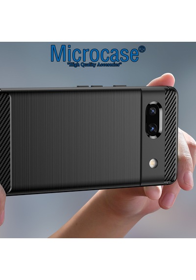 Google Pixel 7a Brushed Carbon Fiber Silikon Kılıf - Siyah Al3332