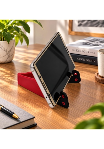 Telefon Tablet Standı V Model Kırmızı Ayarlanabilir Akrilik Stand