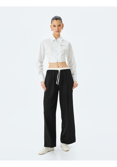 Koton Slim Fit Uzun Kollu Klasik Yaka Crop Fermuarlı Gömlek Kırık Beyaz 5sak60136pw Ekru