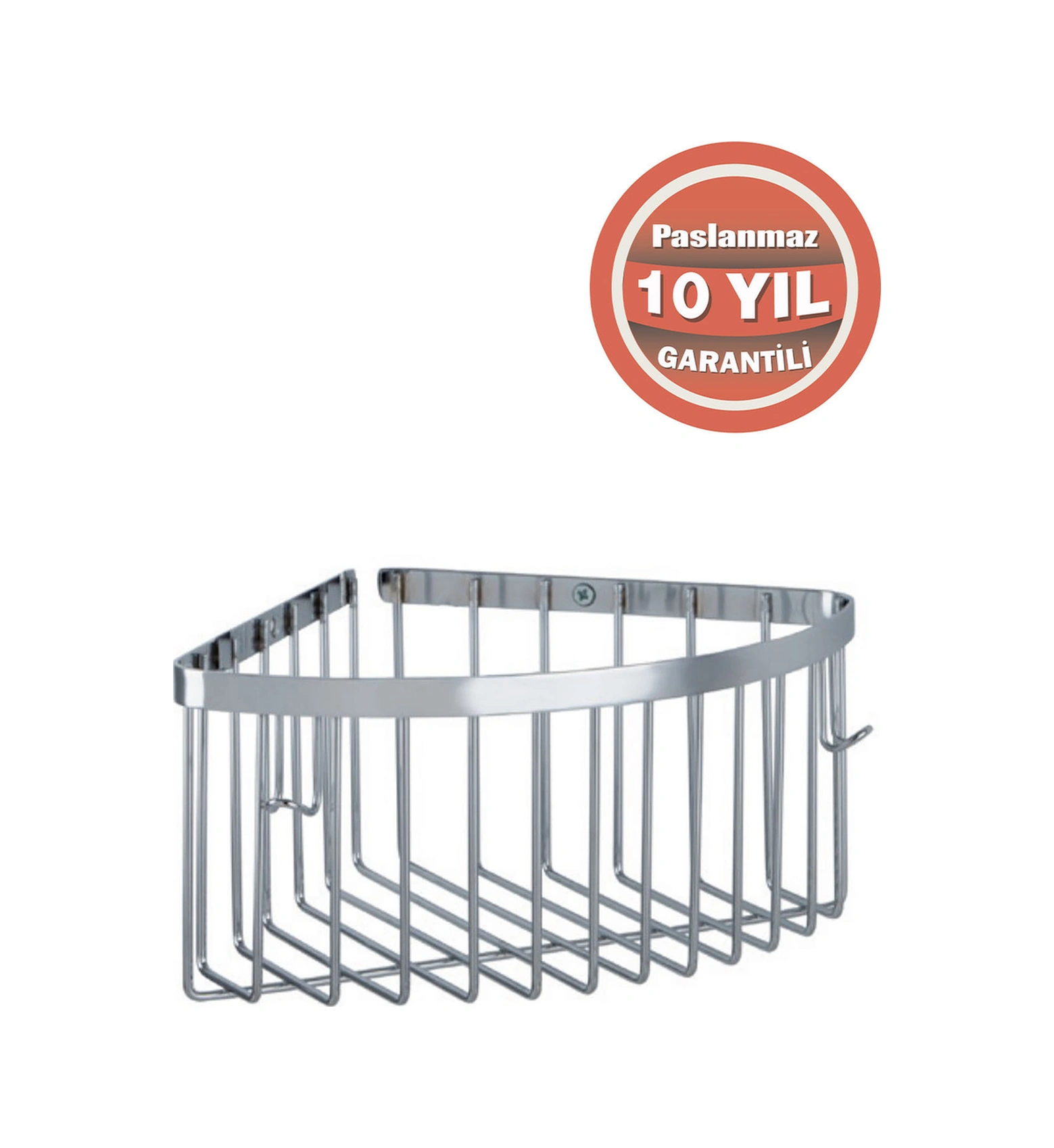 Çelik Banyo Paslanmaz Pirinç Tekli Derin 19x19 Cm Şampuanlık Köşe Süngerlik Krom