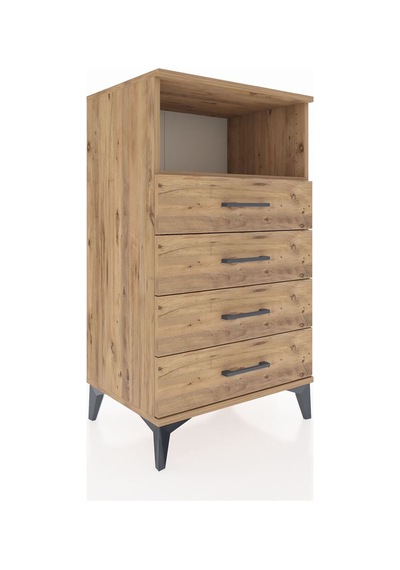 Hyperion Komodin Tek Raflı 4 Çekmeceli 60x44x106 Çam-çam Çam