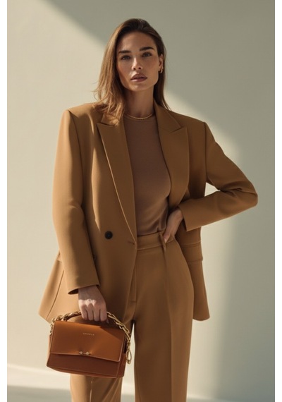 Hanezza Çift Düğmeli Blazer Ceket Plus Size Hardal - 789093682 Hardal