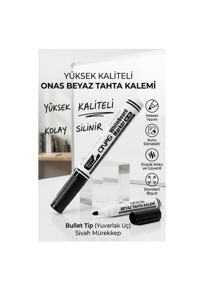 Beyaz Yazı Tahta Kalemi 1 Adet Onas Yazı Tahta Kalemi Kolay Silinebilir Tahta Kalemi Okul Sınıf Siyah