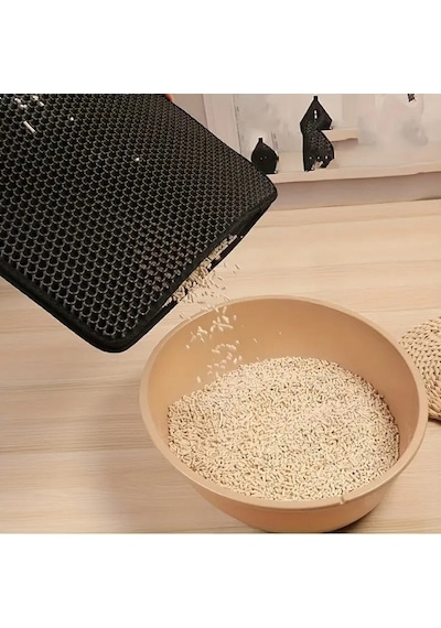 Cattie Altıgen Model Kum Toplayıcı Fonksiyonel Kedi Paspası Large Siyah 50x75 Cm