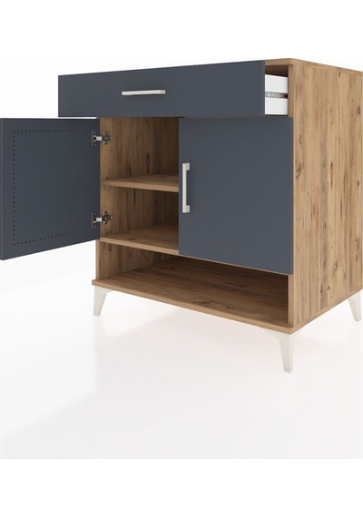 Kronos Şifonyer 2 Raflı Tek Çekmeceli 2 Kapaklı 88x59x96 Çam-... Çam