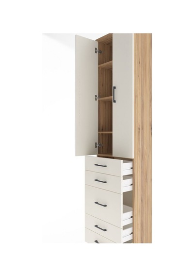 Arges Dolap 4 Raflı 5 Çekmeceli 2 Kapaklı 60x30x243 Çam-aytaşı Atlas Çam