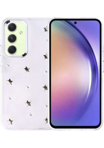 Galaxy A54 Kılıf Airbag Tasarımlı Simli Şeffaf Zore Kutup Kapak Yıldız