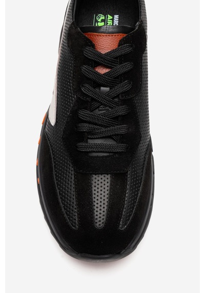 Marcomen Erkek Kalın Taban Bağcıklı Sneaker Gerçek Deri Mc 21616 Siyah