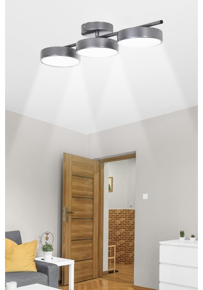 Tual Modern Tasarım Salon Yatak Odası Giyinme Odası Mutfak Beyaz Işık Ledli Gri Renk 3 Lü Led Avize Gri Gri