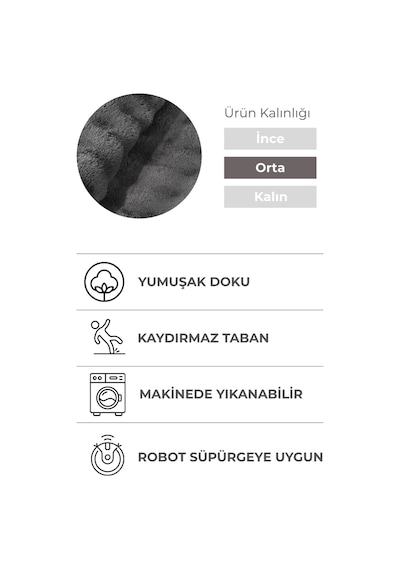 2 Li Peluş Bubble Banyo Paspas Seti 60x100+50x60 Cm Kaymaz Lateks Taban, Yumuşak Yüzey, Yıkanabilir Antrasit