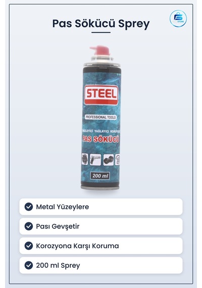 Pas Sökücü Sprey 200 Ml Metal Yüzey Temizleyici Yağlayıcı Koruyuc