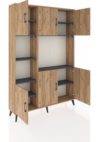 Arges Dolap 9 Raflı 6 Kapaklı 132x30x195 Çam-çam/antrasit Atlas Çam/antrasıt Arges Dolap 9 Raflı 6 Kapaklı 132x30x195 Çam-çam/antrasit Atlas Çam/antrasıt