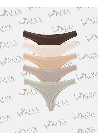 Alya Underwear Kadın Külot Pamuklu String - 5 Adet Siyah Tanga S, M, L, Xl Multicolor-p20