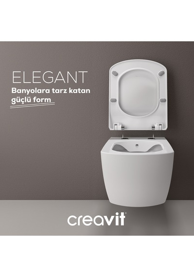 Creavit Elegant Rim-off Asma Klozet Ve Duroplast Yavaş Kapanan Klozet Kapağı