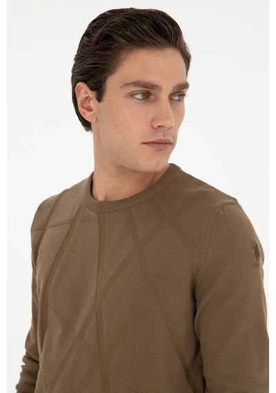 U.S. Polo Assn. Erkek Slim Fit Bisiklet Yaka Haki Kazak 50292869-VR027