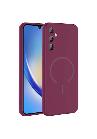 Zore Samsung Galaxy Uyumlu A24 Kılıf M-safe Şarj Özellikli Omsy Meta Kapak - Mürdüm