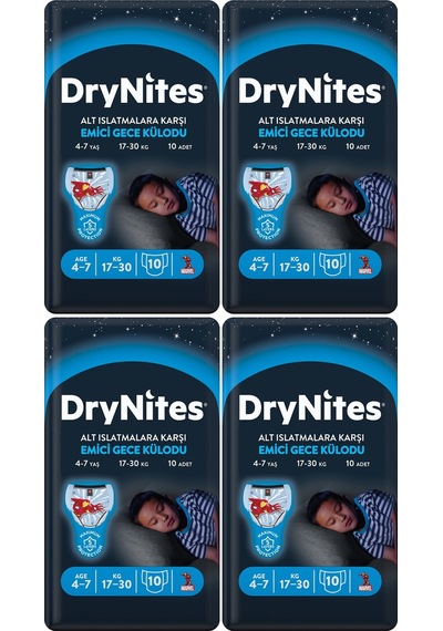 Drynites Emici Gece Külot Bez Erkek 4-7yaş 17-30kg Smal 40adet S 4'lü