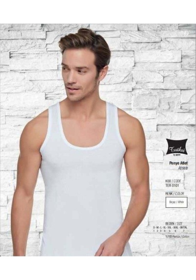 Tutku 6'lı Paket Askılı Erkek Pamuklu Penye Atlet Beyaz