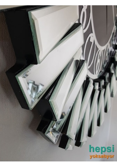 Güneş Silver Circle Black Gümüş Siyah 85 Cm Aynalı Duvar Saati