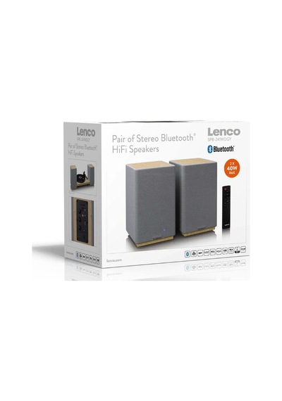 Lenco Spb-241wdgy - Hifi Stereo Bluetooth Hoparlör Çifti - Şık Tasarımda Güçlü Ses - Ahşap/gri