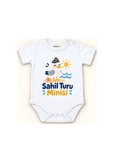 Babylimon Sahil Turu Minisi Beyaz Kısa Kollu Çıtçıtlı Bebek Zıbını Beyaz - Sahil Turu Minisi - 928161930 Beyaz - Sahil Turu Minisi