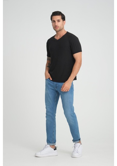 Alexander Gardi Alexandergardı Fitilli V Yaka Regular Fit T-shirt E24-74602 001