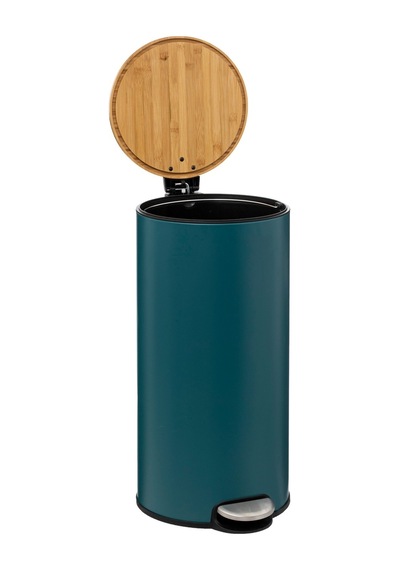 5five Çöp Kovaları Simply Smart Bambou 30 Lt Metal Petrol Mavisi Koyu Mavi