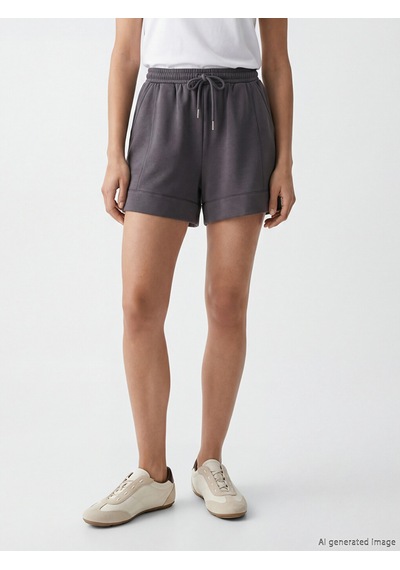Lcw Vision Antrasit Beli Lastikl Kadın Şort