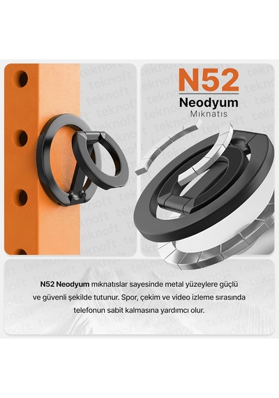 Magsafe İle Uyumlu Ayarlanabilir Manyetik Stand Ve 360 Dönebilen Çıkarılabilir Metal Telefon Tutacağı Siyah