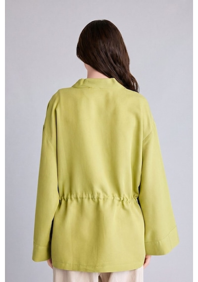 Defacto Relax Fıt V Yaka Keten Uzun Kollu Yeşil Kimono F6151ax26smgn699 Yeşil-gn699