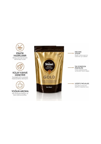 Shazel Gold Çözünebilir Hızlı Kahve 500gr Premium Gold Granül X 3 Adet